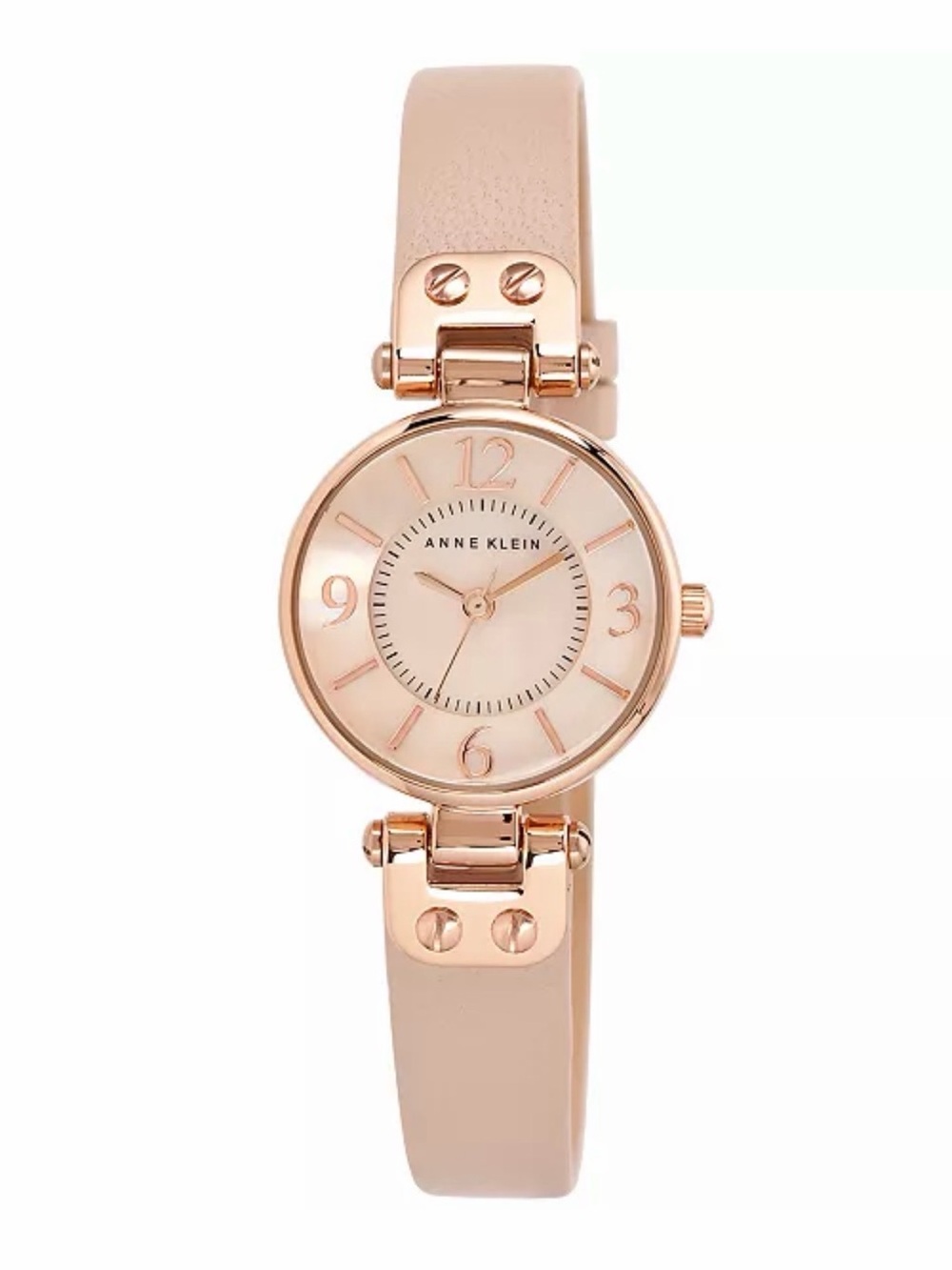 NWT Anne Klein Rose Gold Tone Watch with Beige Strap
